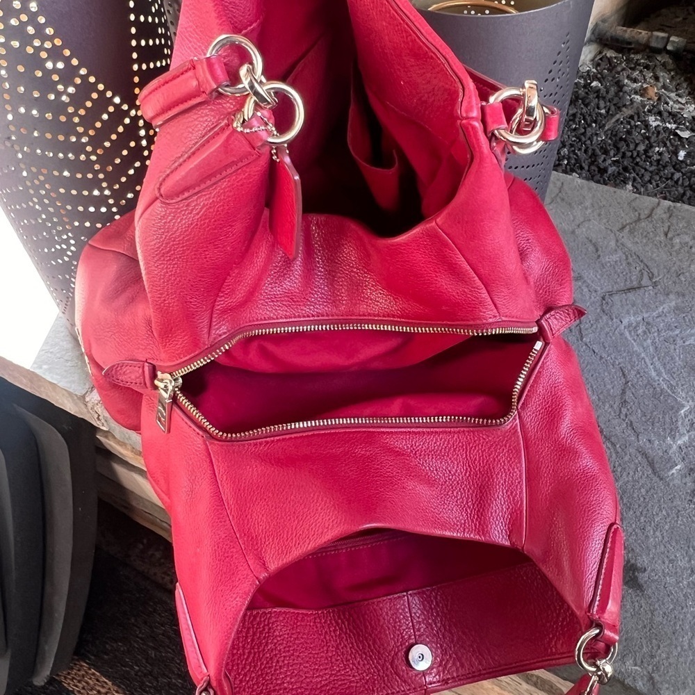 Elegant Red Leather Coach Bag Madison Phoebe - Picture 4 of 8